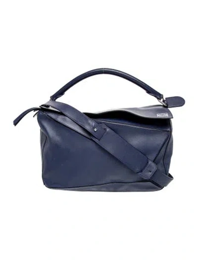 Pre-owned Loewe Leather Puzzle Medium In Blue