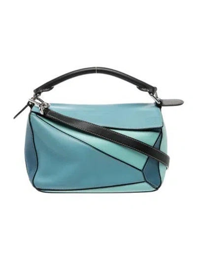 Pre-owned Loewe Leather Puzzle Medium In Blue
