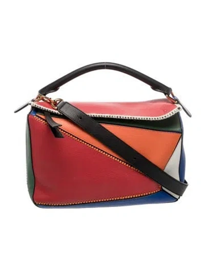 Pre-owned Loewe Leather Puzzle Medium In Multi