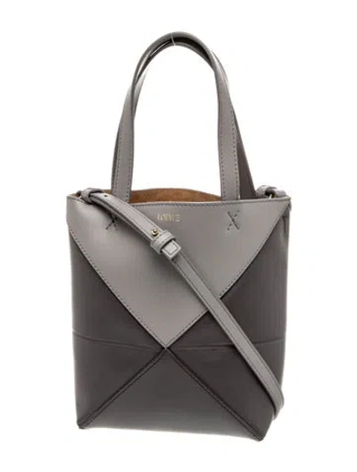 Pre-owned Loewe Leather Puzzle Mini 2023 In Gray