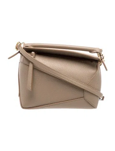Pre-owned Loewe Leather Puzzle Mini 2024 In Neutral