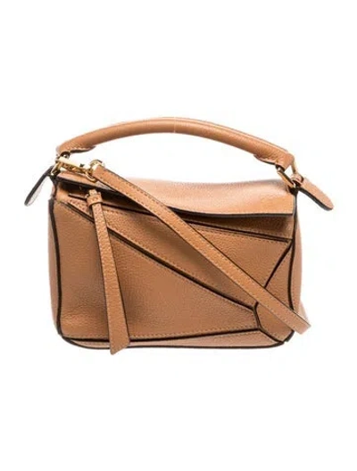 Pre-owned Loewe Leather Puzzle Mini In Brown