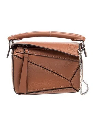 Pre-owned Loewe Leather Puzzle Mini In Brown