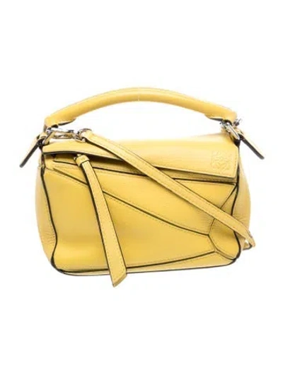Pre-owned Loewe Leather Puzzle Mini In Neutral