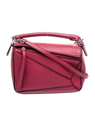 Pre-owned Loewe Leather Puzzle Mini In Pink