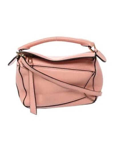 Pre-owned Loewe Leather Puzzle Mini In Pink