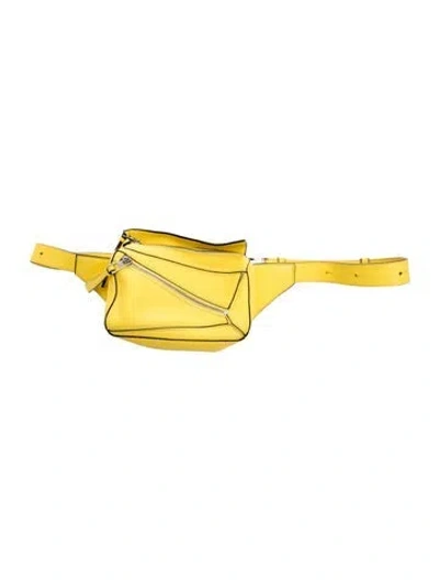 Pre-owned Loewe Leather Puzzle Mini In Yellow