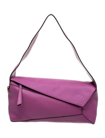 Pre-owned Loewe Leather Puzzle In Purple