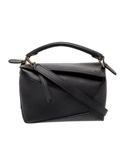 Pre-owned Loewe Leather Puzzle Small 2025 In Black