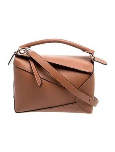 Pre-owned Loewe Leather Puzzle Small 2025 In Brown