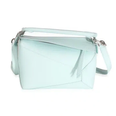 Pre-owned Loewe Leather Puzzle Small In Blue