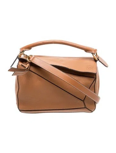 Pre-owned Loewe Leather Puzzle Small In Brown