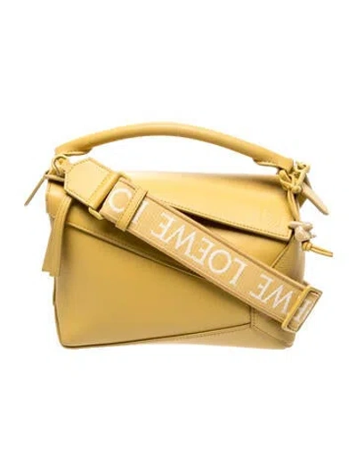 Pre-owned Loewe Leather Puzzle Small In Neutral