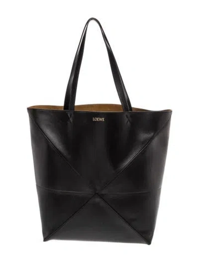 Pre-owned Loewe Leather Puzzle Xl In Black