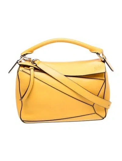 Pre-owned Loewe Leather Puzzle In Yellow