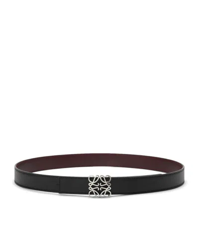 Loewe Leather Reversible Anagram Bombé Belt In Black