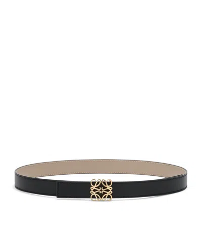 Loewe Leather Reversible Anagram Bombé Belt In Black