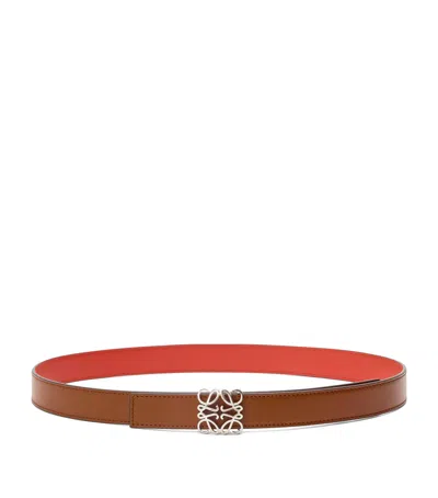 Loewe Leather Reversible Anagram Bombé Belt In Brown