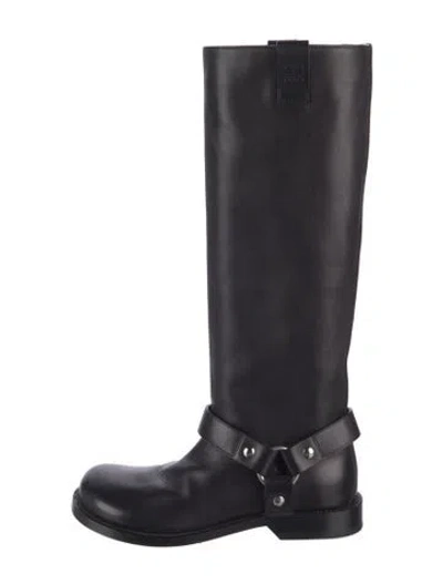 Pre-owned Loewe Leather Riding Boots In Black