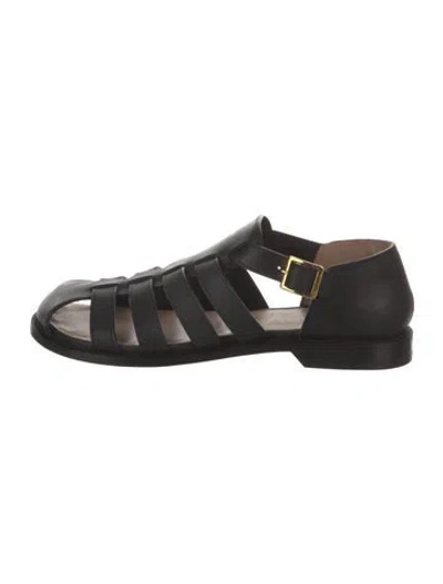 Pre-owned Loewe Leather Sandals In Black