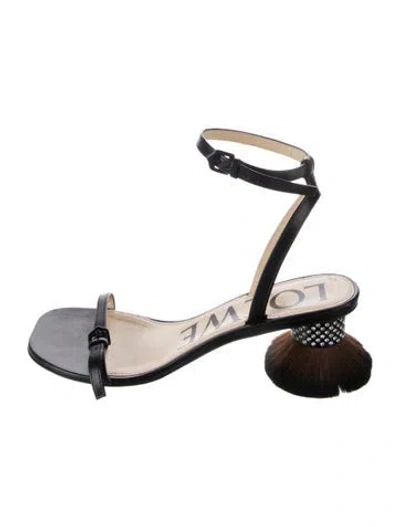 Pre-owned Loewe Leather Sandals In Black