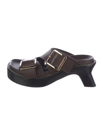 Pre-owned Loewe Leather Sandals In Brown
