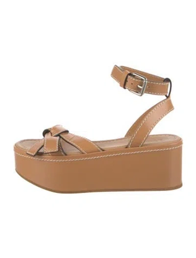 Pre-owned Loewe Leather Sandals In Neutral