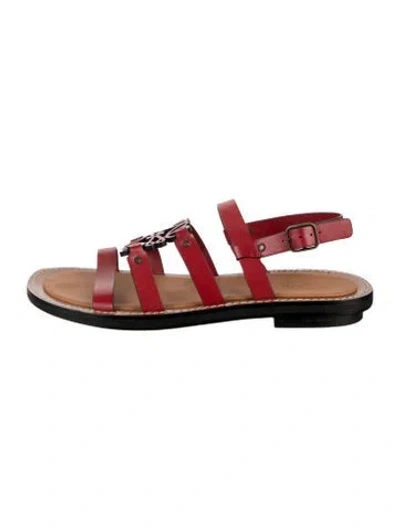 Pre-owned Loewe Leather Sandals In Red