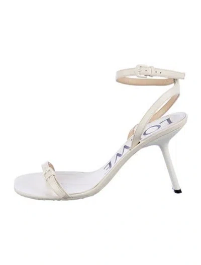 Pre-owned Loewe Leather Sandals In White
