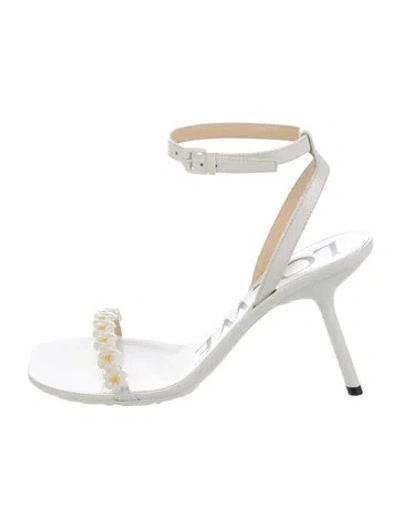 Pre-owned Loewe Leather Sandals In White