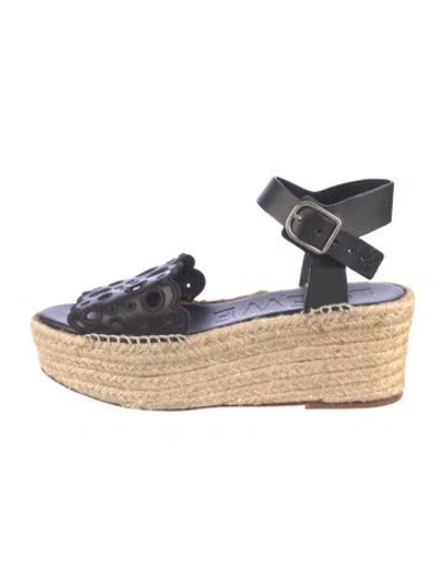 Pre-owned Loewe Leather Scalloped Accent Espadrilles In Neutrals