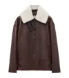 Loewe Leather Shearling-collar Aviator Jacket In Brown