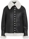 Loewe Buttoned Shearling Leather Jacket In Black