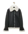 Loewe Buttoned Shearling Leather Jacket In Black