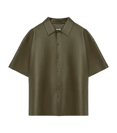 Loewe Leather Short-sleeve Shirt In Green