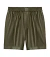 Loewe Mens Khaki Green Monogram Relaxed-fit Leather Shorts In Green