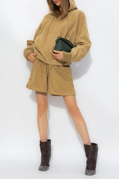 Loewe Leather Shorts In Beige
