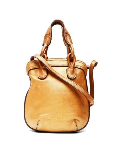Pre-owned Loewe Leather Shoulder Bag In Gold