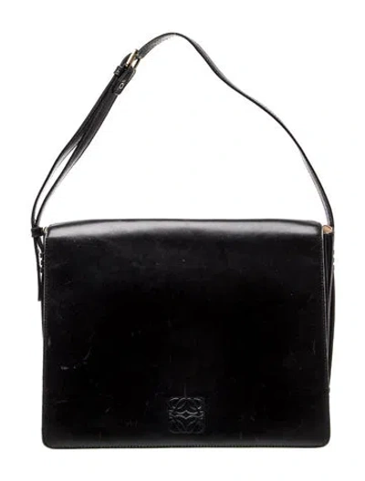 Pre-owned Loewe Leather Shoulder Bag Vintage In Black