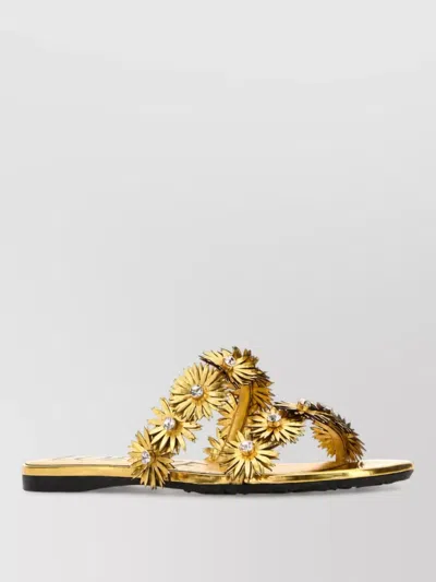Loewe Leather Slides In Gold