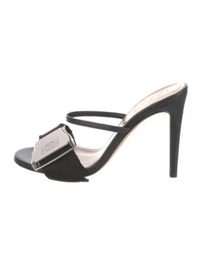 Pre-owned Loewe Leather Slides In Black