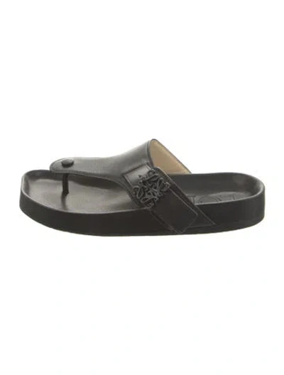 Pre-owned Loewe Leather Slides In Black