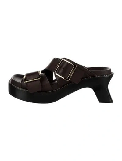 Pre-owned Loewe Leather Slides In Black