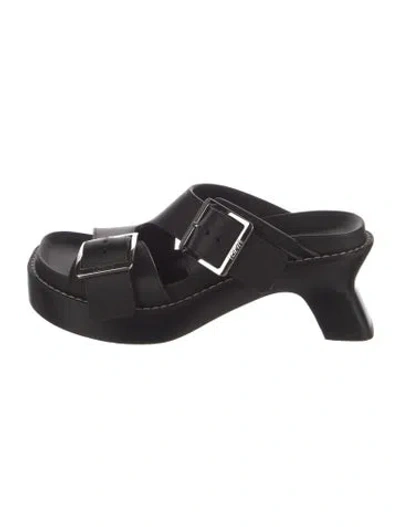 Pre-owned Loewe Leather Slides In Black