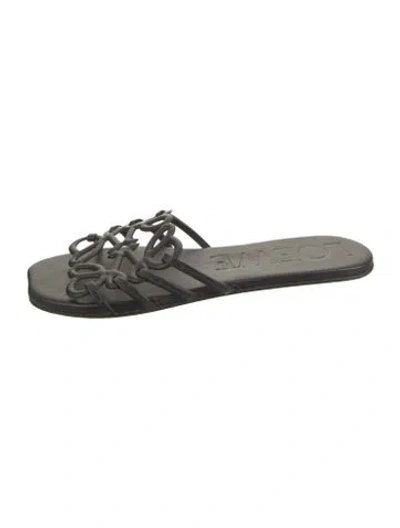Pre-owned Loewe Leather Slides In Black