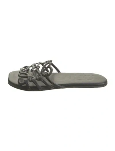 Pre-owned Loewe Leather Slides In Black
