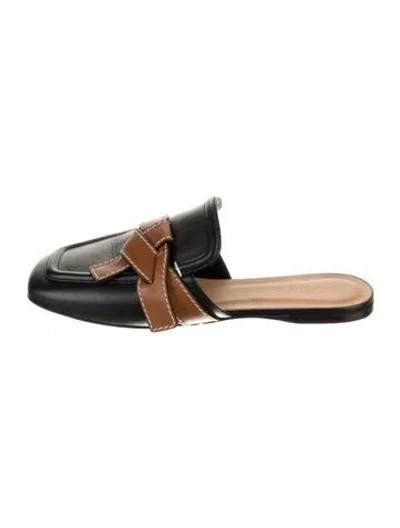 Pre-owned Loewe Leather Slides In Black