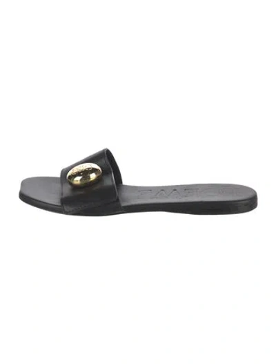 Pre-owned Loewe Leather Slides In Black