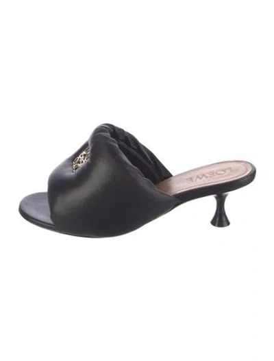 Pre-owned Loewe Leather Slides In Black/blue