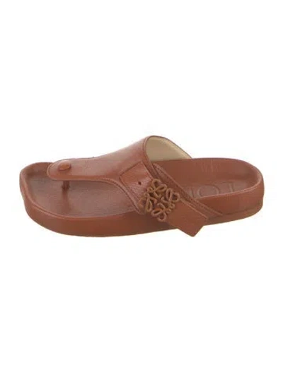 Pre-owned Loewe Leather Slides In Brown